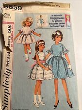 Simplicity 5859 Vintage Girl's Party Dress w/Tammy Doll Dress Pattern Sz 4 picture