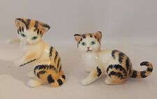 Rare Set Of 2 Vintage Goebel Calico Cat Figurines Green Eyes ~W.Germany  picture