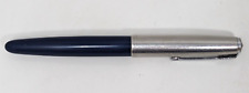 Vintage Parker 41? Dark Blue Chrome Aerometric Jewel Cap Fountain Pen USA A24 picture
