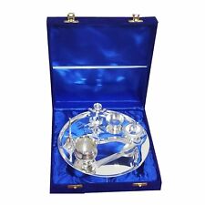 7 Pcs Brass Silver Plated Pooja Thali Set For Diwali |Christmas Gift picture