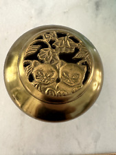 Beautiful Cat Themed Brass Incense Holder / Vintage Cat Decor picture