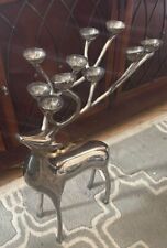 Pottery Barn Large 21 Inch Reindeer Candle Holder Silver ($229 Retail New) 10 Pt picture