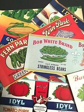 Early Vintage Advertising Unused Can Labels (Qty 8) NOS Beans Peas Corn Tomato picture