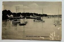1943 NY Postcard New Rochelle New York Fort Slocum Ferry boats sailboats vintage picture