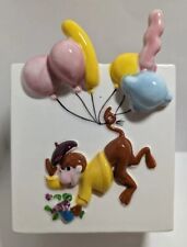 Vintage Napco #4561 Monkey With Balloons On Tail Ceramic Rectangle Planter Vase picture