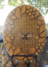 Vintage Lucite Trivet Rattan, Butterfly, Carved Wood Mid Century Modern Boho picture