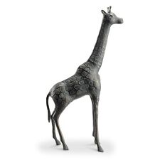 Beautiful Black Stylish Cast Iron Giraffe Sculpture With Textured Indoor Decor picture