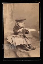 Cute Funny Cabinet Card Photo Girl Reading Newspaper NYC Photographer's Daughter picture