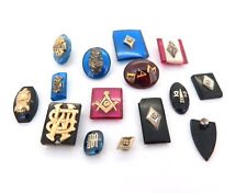 .Interesting Job Lot Vintage Masonic Emblem Inserts Gold Diamonds Onyx 12.3g picture