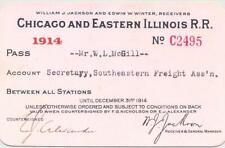 1914 C&EI Chicago & Eastern Illinois Railroad - employee pass picture