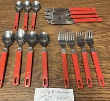 Vintage Rare MCM ELOFHANS (15 Pieces) Stainless Steel Flatware Red Handles picture