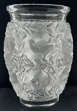 Vintage Lalique Bagatelle Clear Frosted Crystal Glass Flower Vase France Birds picture