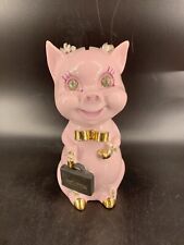 Vintage Geo Z Lefton Pig Piggy Bank “For My Vacation Fund” Rhinestones Eyes ￼￼￼ picture