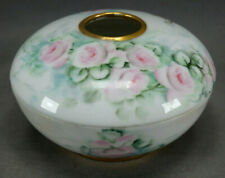 T&V Limoges Hand Painted Pink Rose & Gold ES Monogram Hair Receiver picture