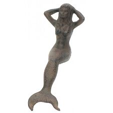 Cast Iron Nautical Repro Shelf Sitter Sitting Mermaid Figurine Rust 721 picture
