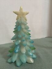 Resin Sea Glass Christmas Beach Glass Tree Christmas Decorations 8” picture