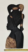 Large African Tribal Woman Hand Carved Wood Wall Art Ghana African Tribal 20” picture