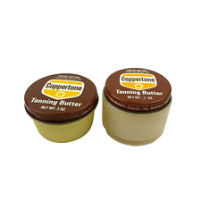 Vintage 1970s Coppertone Tanning Butter Cocoa Butter 2 Glass Plastic Containers picture