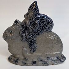 Rowe Pottery Santa Riding Cat Salt Glaze Christmas 1993 Stamped As-is picture