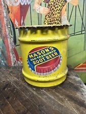 VINTAGE 1951 MASONS ROOT BEER 10 GALLON SYRUP CAN DRUM SIGN COCA COLA 7UP PEPSI picture