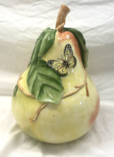 FITZ AND FLOYD SOMMER HILL COOKIE JAR RAISED PEAR AND BUTTERFLIES picture