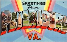 Petersburg VA Virginia Large Letter Greetings From, Vintage Linen Postcard UNP picture