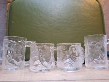 BATMAN FOREVER McDonalds 1995 Complete Set 4 Embossed Glass Mugs Cups vintage picture