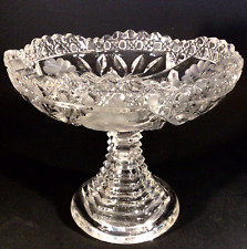 VINTAGE GLASS COMPOTE DECORATIVE CANDY DISH DAISIES SAWTOOTH EDGE picture