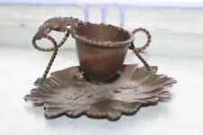 Antique Figural Copper Toothpick or Match Holder Bear and Leaf  picture