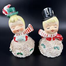 Vintage Geo Z Lefton Christmas Snowball Kissing Couple Bells Set  picture