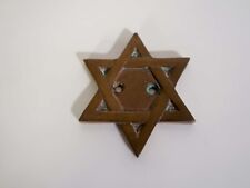 Antique Hebrew Jewish Brass STAR OF DAVID  Wall / Door Plaque Judaica picture
