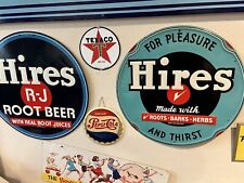 LOT of 2 ORIGINAL LARGE 23” Hires RJ Root Beer Embossed Sign - BEAUTIFUL picture