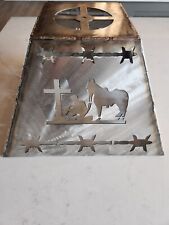 Large Rustic Western Cowboy At Cross Welded metal lamp Shade picture