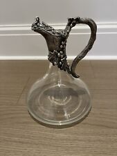 Wine Decanter Glass with Pewter Grape Motif Handle and Ships Style Lid Excellent picture
