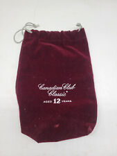Vintage Canadian Club Classic Maroon White Alcohol Bag Drawstring Velour Red picture