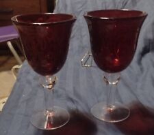 Michael Weems? Ruby Red With Clear Stem  Water/Wine  Goblet  Bell  Shaped ... picture