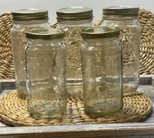 SET OF 5 Mason Atlas Clear Glass Canning Type Jars 20oz & 12oz Screw Tops Food picture
