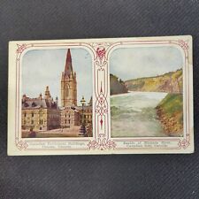 RARE c. 1920s World Travel Postcard CANADA PARLAIMENT BUILDINGS + NIAGRA FALLS picture