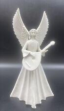 VTG Mirmasu Porcelain Bisque Angel Playing A MANDOLIN Figurine 12” picture