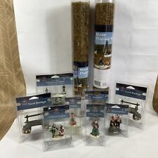 Lemax Carole Towne Christmas Miniature Figurine Lot Of 8 And 2 Moss Display Mats picture
