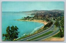 Beautiful Aerial View Of Santa Barbara California Coastline VINTAGE Postcard picture