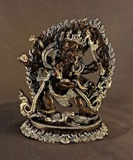Six hand Black Mahakala Bhairav Guru Dragpo Padma Sharvari Copper Statue Figure picture