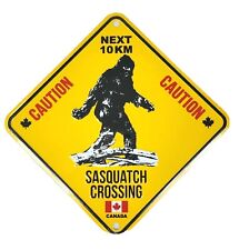 SASQUATCH CROSSING Canada Embossed Aluminum Caution Sign Big Foot Wall Décor picture