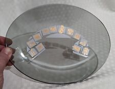 MCM Smoked Glass Dish Oval Plate - Old Telephones Phones - Retro Hostess Barware picture