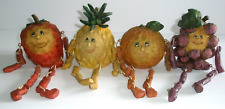 Lot of 4 Anthropomorphic Fruit Shelf Sitters Orange Grape Pineapple Strawberry picture