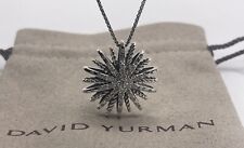 David Yurman 925 26mm Sterling Silver Diamonds Starburst Pendant Necklace picture