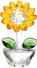 Crystal Sunflower with Bud Glass Sunflower Figurine Collectibles Small picture