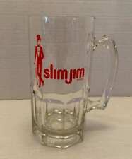 Vintage Slim Jim Logo 32oz Glass Beer Stein Mug Party Clear w Red New picture