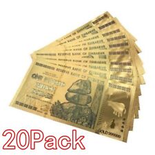 20 Pieces Zimbabwe 100 Trillion Dollar Note Golden Foil Banknote Collection aa picture
