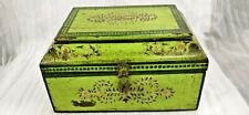 VINTAGE UNIQUE HANDMADE WOODEN HAND PAINTED BIG JEWELRY BOX picture